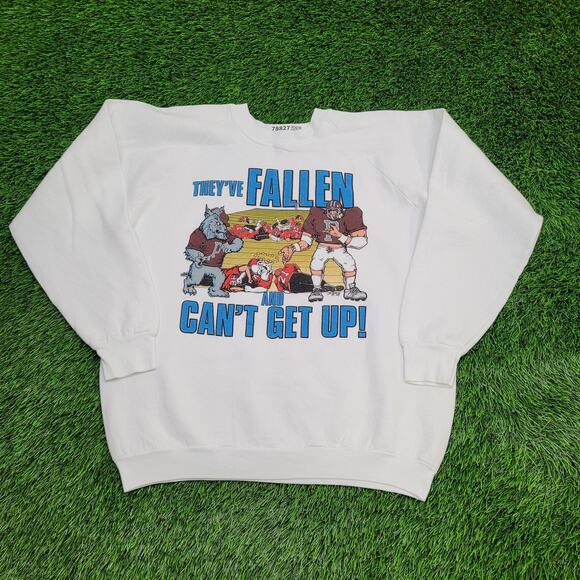 Vintage 1991 Funny Football Sweatshirt Womens XL 22x23 White - Picture 1 of 14